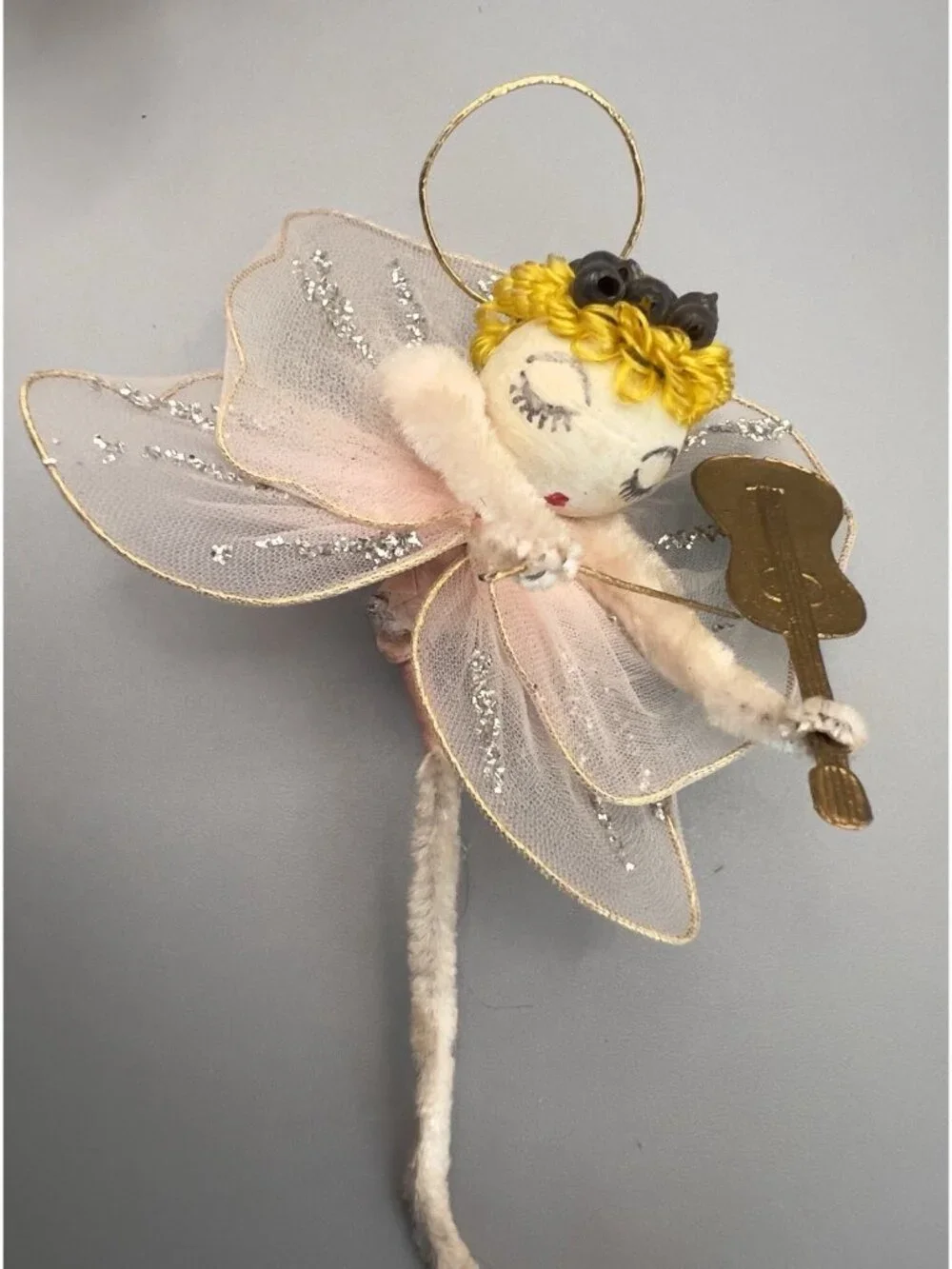 Vintage Spun Cotton Angel Ornaments Lot 8 Mid Century Japan Tulle Chenille MCM